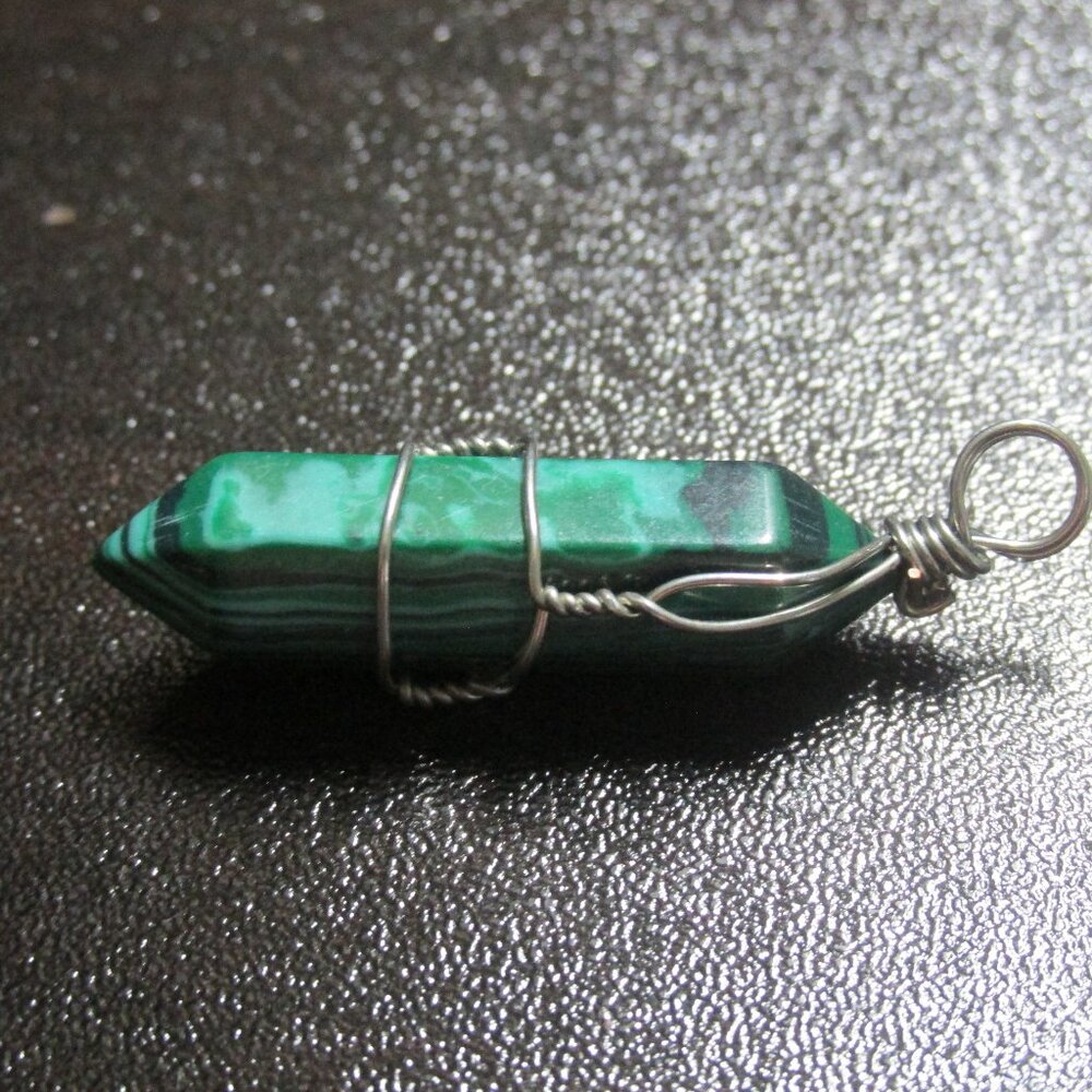 Raw Natural Bullet Shape Pendant Quartz Crystal Green Adventurine
